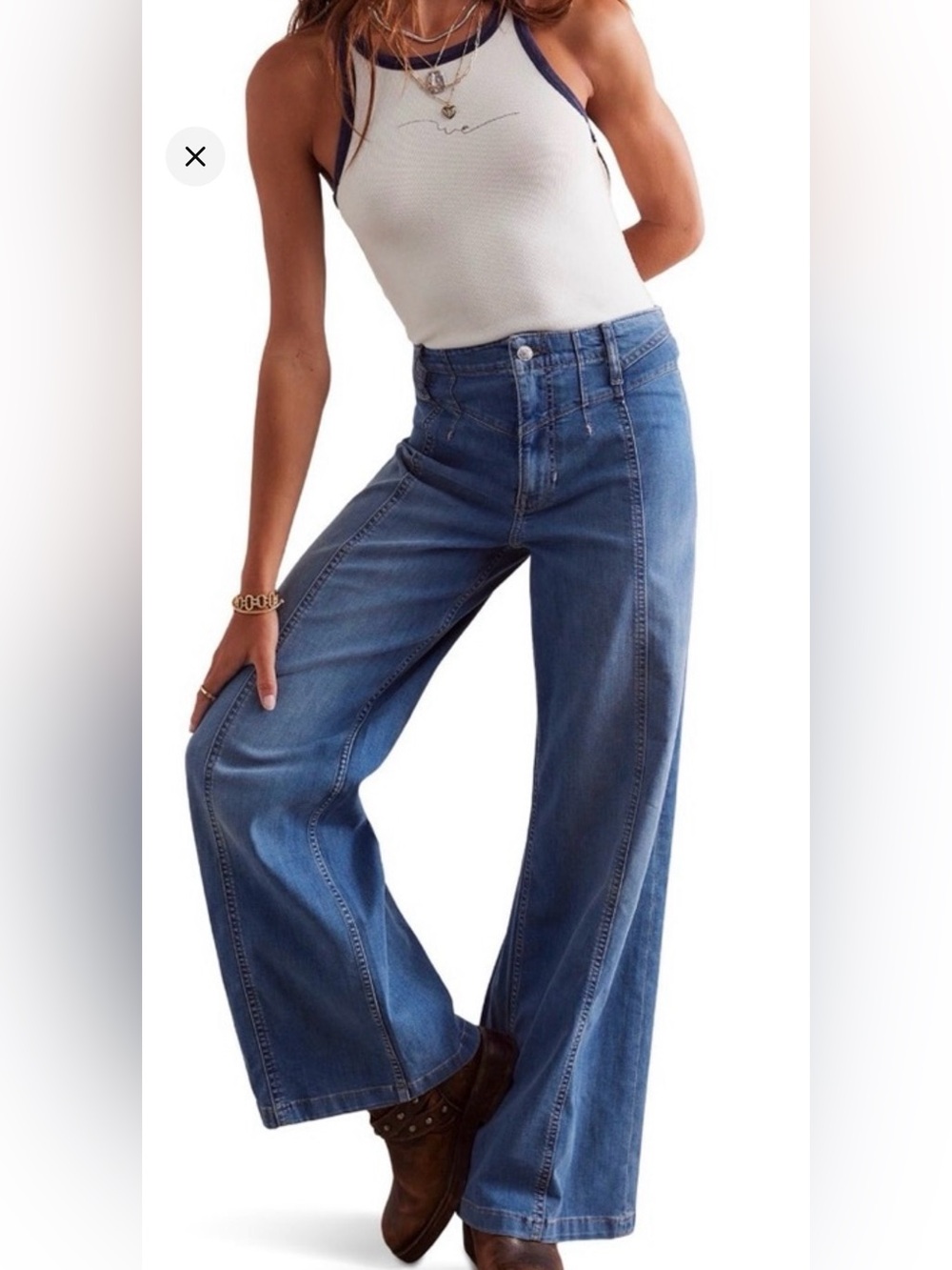 NWT We The Free Libre Wide Leg Jeans High Rise Size 27 Goodie Goodie
